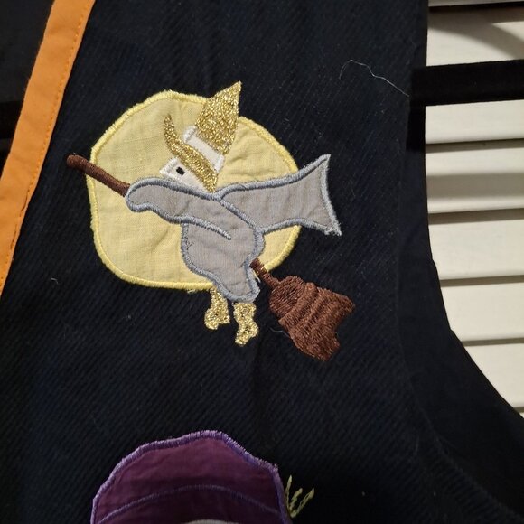 Vintage Gallagher Halloween Embroidered Vest L Festival Grandma Cottage - Picture 6 of 8